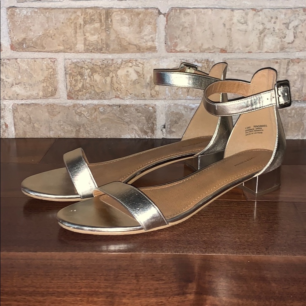 Gold Sandals with One Inch Heel